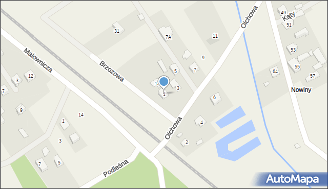 Zabieżki, Olchowa, 1, mapa Zabieżki