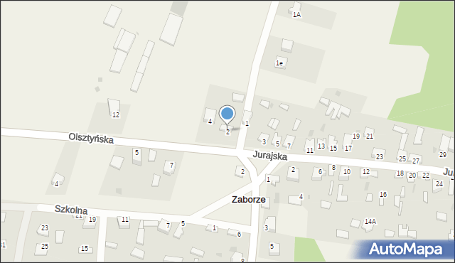 Zaborze, Olsztyńska, 2, mapa Zaborze