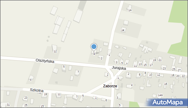 Zaborze, Olsztyńska, 4, mapa Zaborze