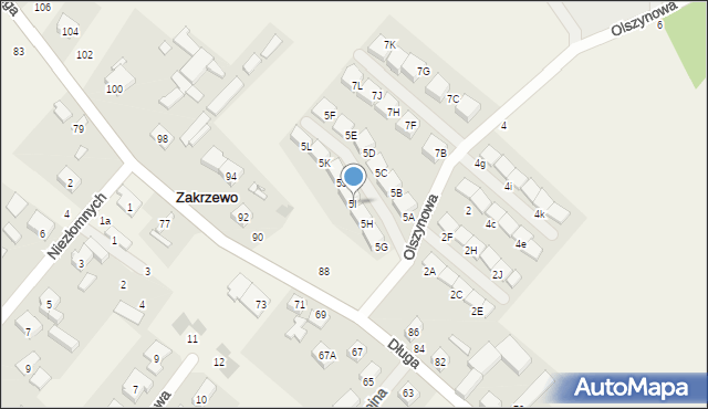 Zakrzewo, Olszynowa, 5I, mapa Zakrzewo