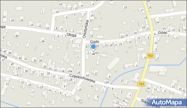 Żarki, Olsztyńska, 4a, mapa Żarki