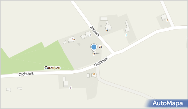 Zarzecze, Olchowa, 5, mapa Zarzecze