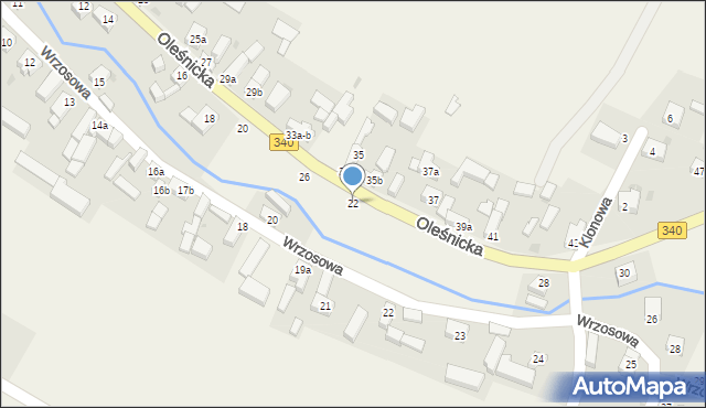 Zawonia, Oleśnicka, 22, mapa Zawonia