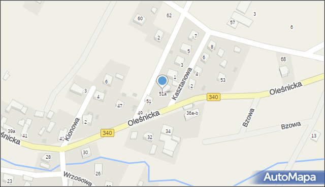 Zawonia, Oleśnicka, 51a, mapa Zawonia