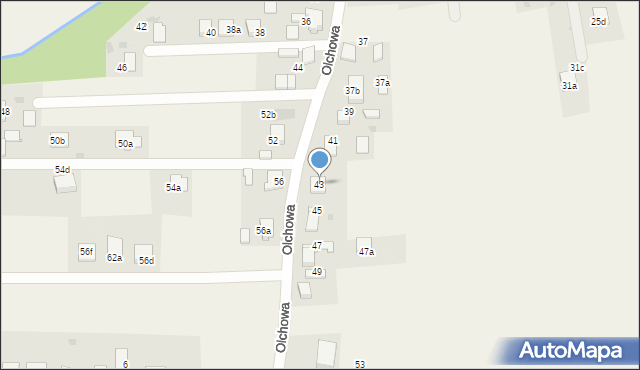 Żernica, Olchowa, 43, mapa Żernica