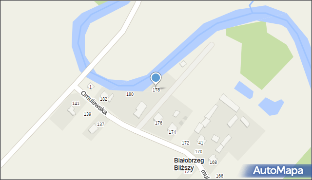 Białobrzeg Bliższy, Omulewska, 178, mapa Białobrzeg Bliższy
