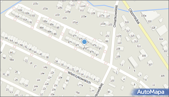 Poznań, Omańkowskiej Janiny, 87d, mapa Poznania