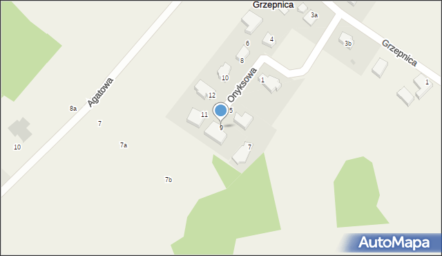 Grzepnica, Onyksowa, 9, mapa Grzepnica