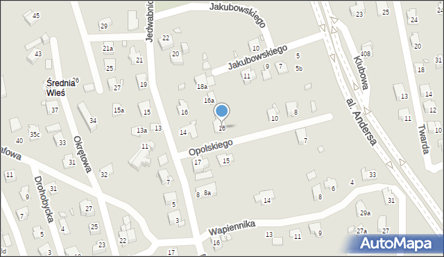 Bielsko-Biała, Opolskiego Mateusza, ks., 16, mapa Bielsko-Białej