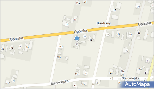 Bierdzany, Opolska, 30, mapa Bierdzany