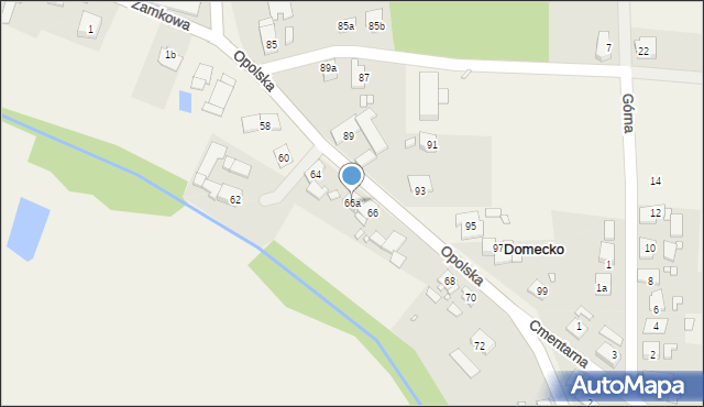 Domecko, Opolska, 66a, mapa Domecko