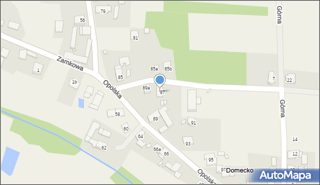 Domecko, Opolska, 87a, mapa Domecko