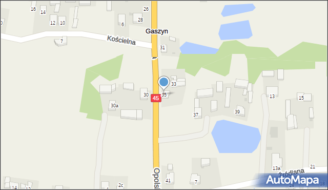 Gaszyn, Opolska, 35, mapa Gaszyn