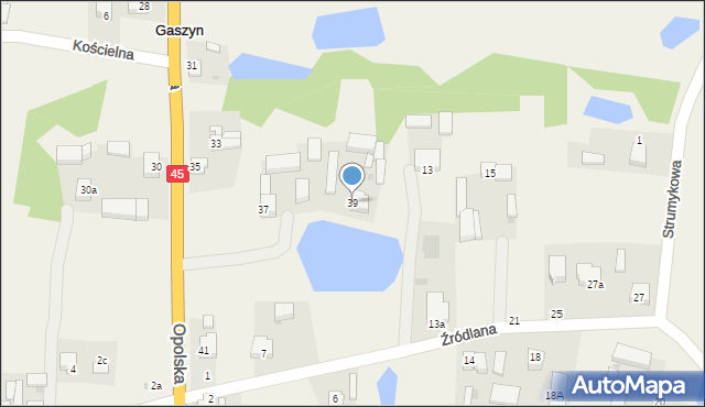 Gaszyn, Opolska, 39, mapa Gaszyn