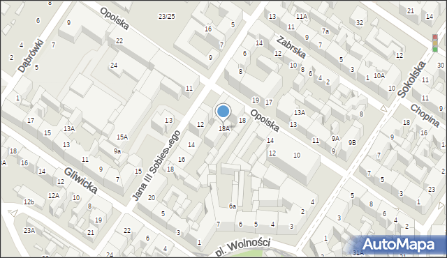 Katowice, Opolska, 18A, mapa Katowic