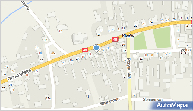 Klwów, Opoczyńska, 9, mapa Klwów