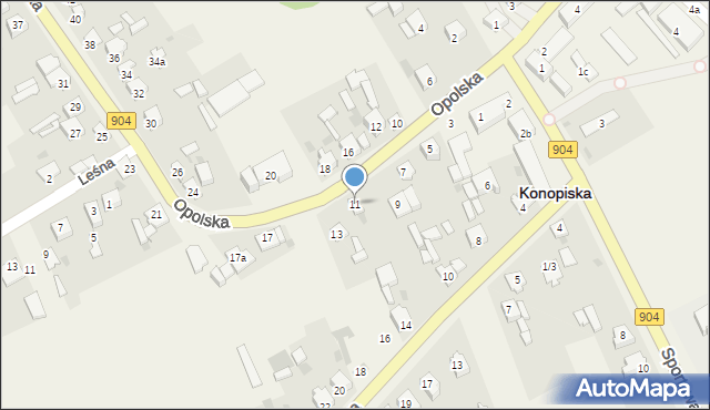 Konopiska, Opolska, 11, mapa Konopiska