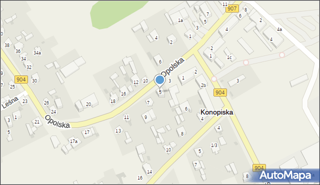 Konopiska, Opolska, 5, mapa Konopiska