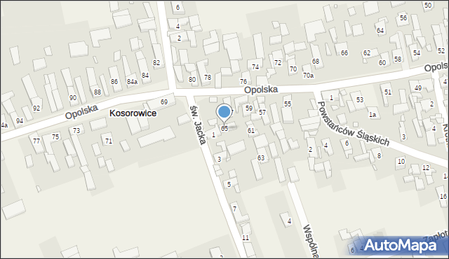 Kosorowice, Opolska, 65, mapa Kosorowice