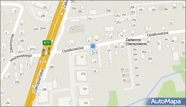 Kraków, Opatkowicka, 12, mapa Krakowa