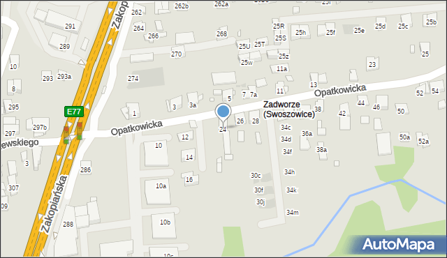 Kraków, Opatkowicka, 24, mapa Krakowa