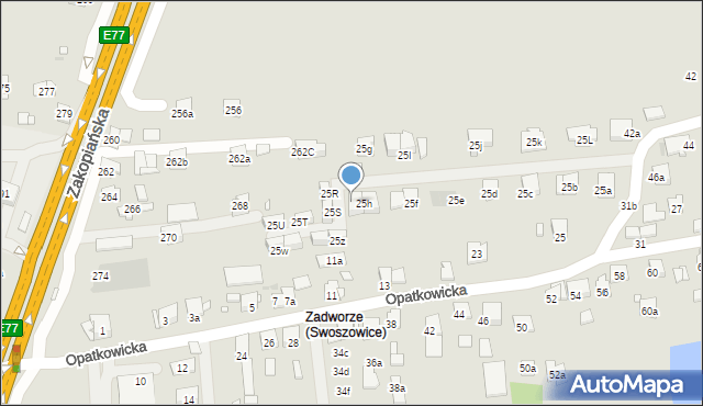 Kraków, Opatkowicka, 25p, mapa Krakowa