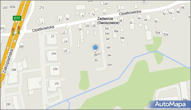 Kraków, Opatkowicka, 30f, mapa Krakowa