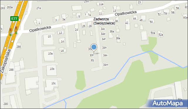 Kraków, Opatkowicka, 30g, mapa Krakowa