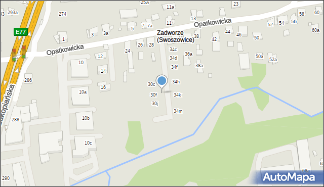 Kraków, Opatkowicka, 30h, mapa Krakowa