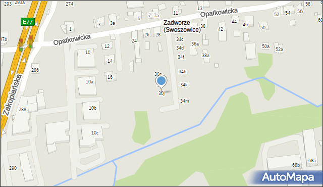 Kraków, Opatkowicka, 30j, mapa Krakowa