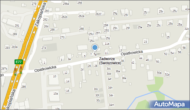 Kraków, Opatkowicka, 7a, mapa Krakowa