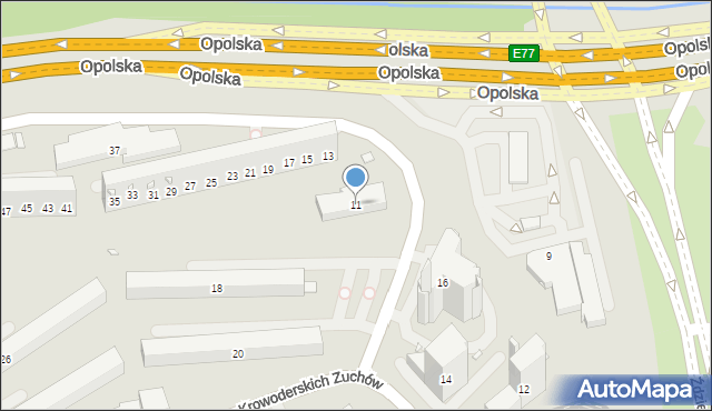 Kraków, Opolska, 11, mapa Krakowa
