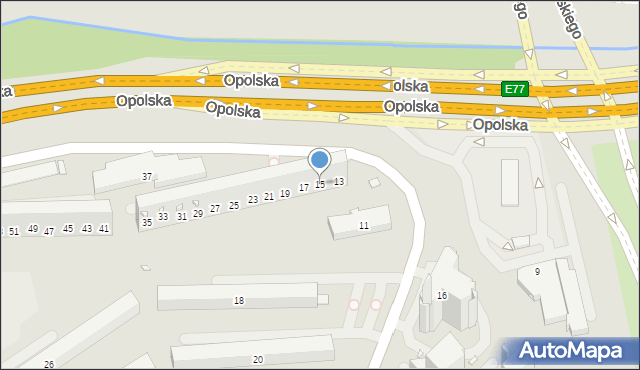 Kraków, Opolska, 15, mapa Krakowa
