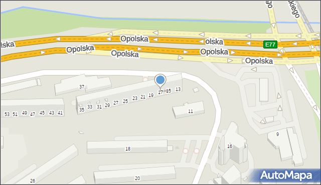 Kraków, Opolska, 17, mapa Krakowa