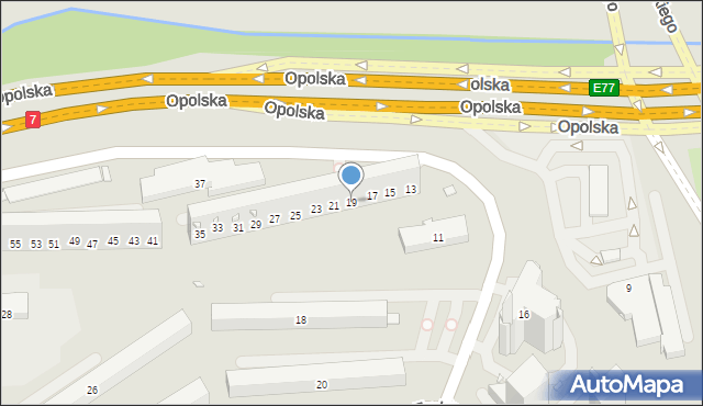 Kraków, Opolska, 19, mapa Krakowa