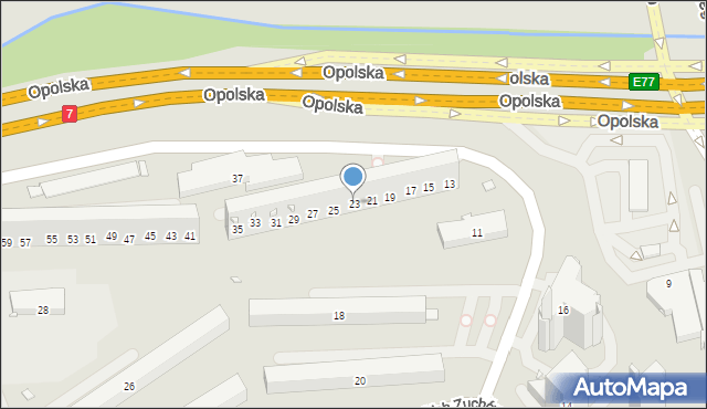 Kraków, Opolska, 23, mapa Krakowa