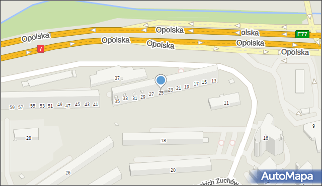 Kraków, Opolska, 25, mapa Krakowa