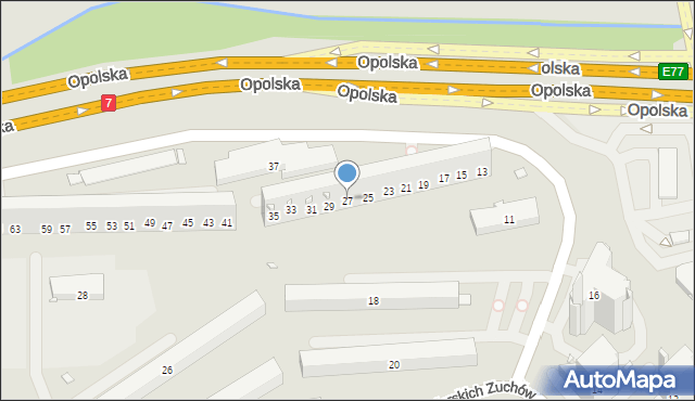 Kraków, Opolska, 27, mapa Krakowa