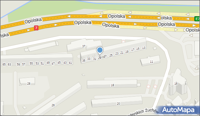 Kraków, Opolska, 29, mapa Krakowa