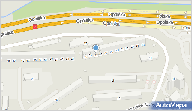 Kraków, Opolska, 31, mapa Krakowa