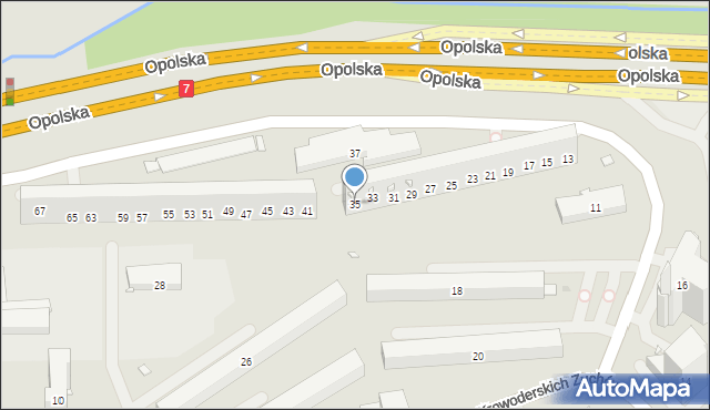 Kraków, Opolska, 35, mapa Krakowa