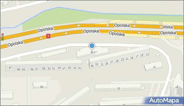 Kraków, Opolska, 37, mapa Krakowa