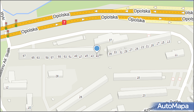 Kraków, Opolska, 41, mapa Krakowa