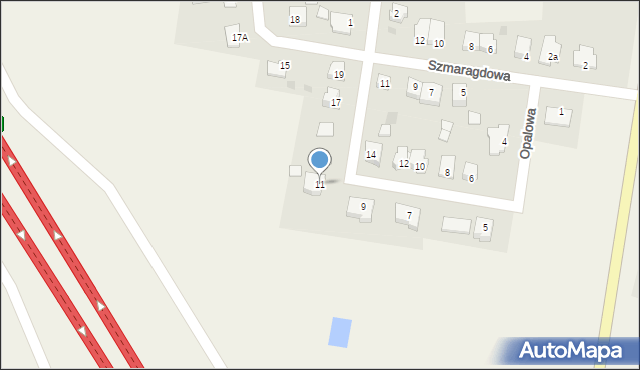 Kruszyn, Opalowa, 11, mapa Kruszyn