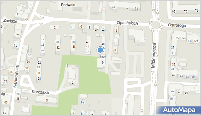 Leszno, Opalińskich, 54a, mapa Leszno