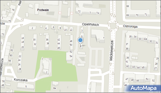 Leszno, Opalińskich, 9, mapa Leszno