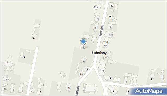 Łubniany, Opolska, 80, mapa Łubniany