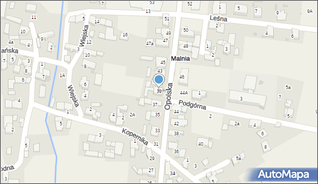 Malnia, Opolska, 39, mapa Malnia