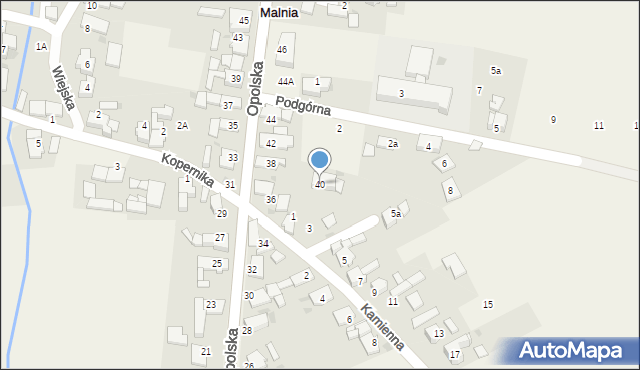 Malnia, Opolska, 40, mapa Malnia