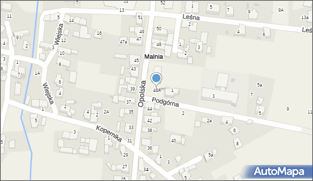 Malnia, Opolska, 44A, mapa Malnia